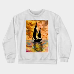 Sailing Boat Ocean Sunset Crewneck Sweatshirt